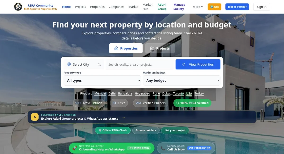 RERA Community website screenshot